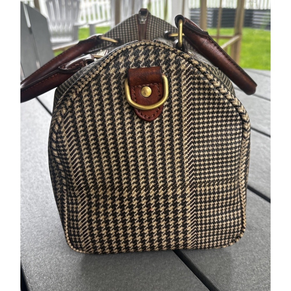 Vintage Polo Ralph Lauren Boston Bag W/ Houndstooth Pattern & Leather Handles - Picture 5 of 9